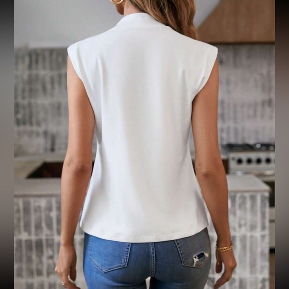 Classic Waffle Mock Cowl Neck Cap Sleeve Work Office Casual Top Blouse Shirt - Picture 5 of 16